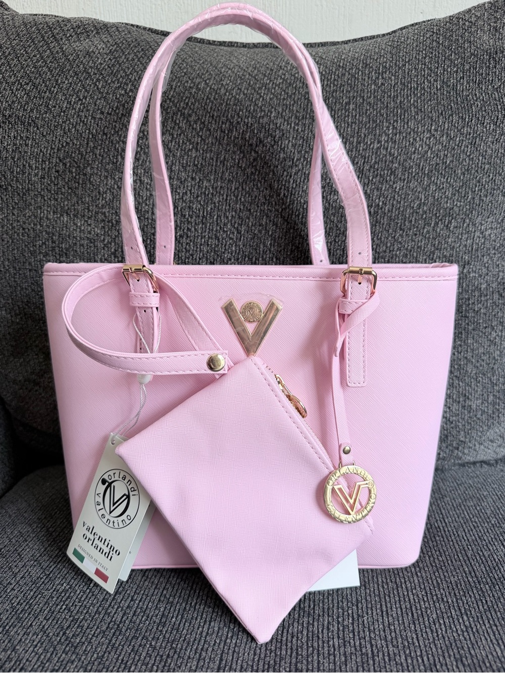 Valentino Orlandi Light Pink Tote with Matching Pouch